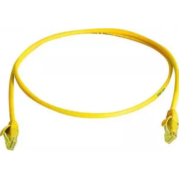 Telegärtner 100008205 kabel krosowy RJ45, CAT 5e, 1,0 m, trudnopalny, z osłoną przeciwzagięciową, żółty