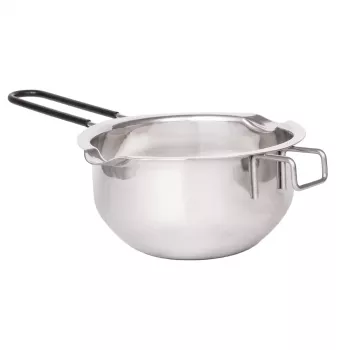 Lurch stalowa miska do kąpieli wodnej, srebrna, średnica 11 cm, 350 ml, z dzióbkiem do nalewania i haczykiem do zawieszenia na garnku (70276)