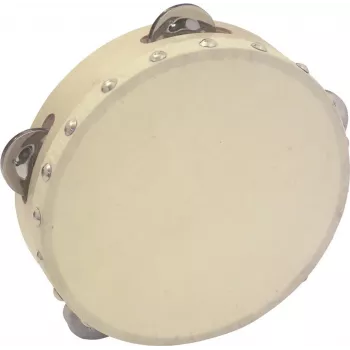 DIMAVERY DTH-704 Tamburyn 18 cm Naturalne Drewno ze Stalowymi Brzęczkami 26053174