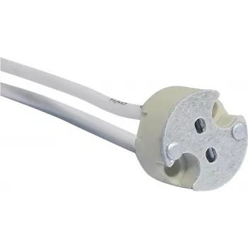 Oprawka żarówki OMNILUX G-6.35, ceramiczna, przewody silikonowe, 250V/100W, biała 9450012C