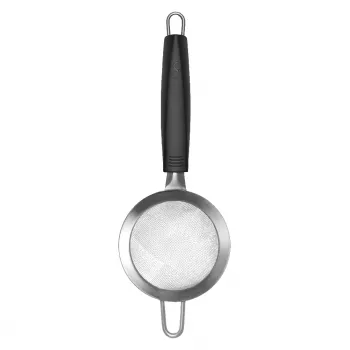 Sitko kuchenne LURCH TANGO 9,5 cm, czarno-srebrne, drobne sitko ze stali nierdzewnej z plastikową rączką 230240