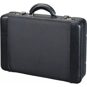 JÜSCHA ALASSIO teczka na laptopa z wyjmowanym etui na laptopa, rozszerzalna, zamki szyfrowe, czarny nylon/skóra ekologiczna (45039)