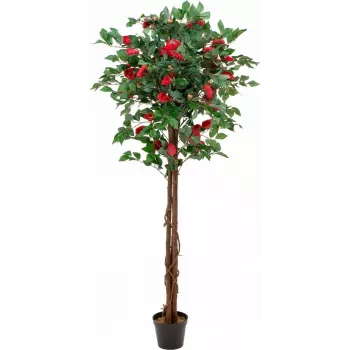 EUROPALMS Camellia Tree Red with Pot, Sztuczna Roślina, 180cm 82507226
