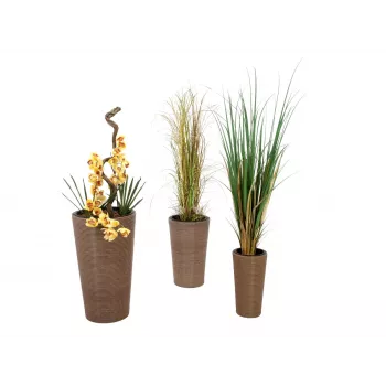 EUROPALMS India zestaw donic dekoracyjnych, 3 rozmiary, szary kamienny wygląd, wewnątrz/zewnątrz 83011268