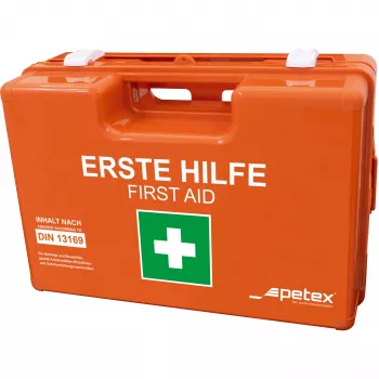 PETEX 43924035 DIN 13169 Apteczka w walizce, pomarańczowa, 350 x 140 x 240 mm