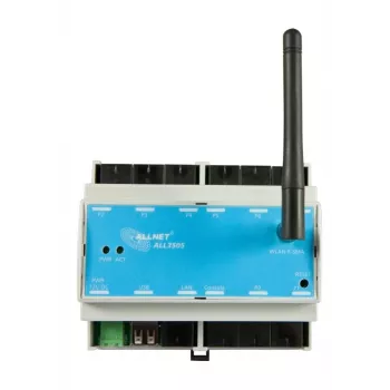 ALLNET ALL3505v2 IP kontroler automatyki budynkowej z 8 portami czujników, montaż na szynie DIN