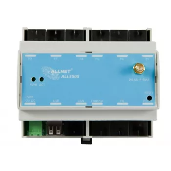 ALLNET ALL3505v2 IP kontroler automatyki budynkowej z 8 portami czujników, montaż na szynie DIN