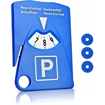IWH 7417 Ręczna tarcza parkingowa ze skrobaczką do lodu i chipem do wózka sklepowego, niebieska, 153 x 100 x 4 mm