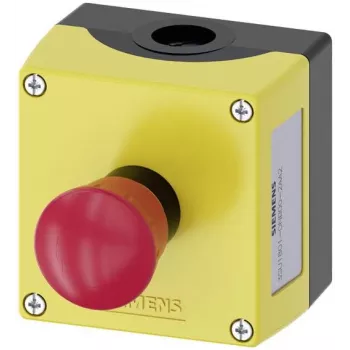 Siemens SIRIUS ACT 3SU18010NB002AA2 Kompletna obudowa do montażu podłogowego, 1 przycisk zatrzymania awaryjnego, zwolnienie przez obrót, czerwony, żółty