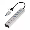 LogiLink Hub USB 3.0, 7-portowy, 4x USB-A 3x USB-C, obudowa aluminiowa