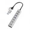 LogiLink Hub USB 3.0, 7-portowy, 4x USB-A 3x USB-C, obudowa aluminiowa