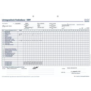 BOI Leistungsnachweis Krankenkasse SGB V formularze, 50 arkuszy, A4, biały 9206-00329