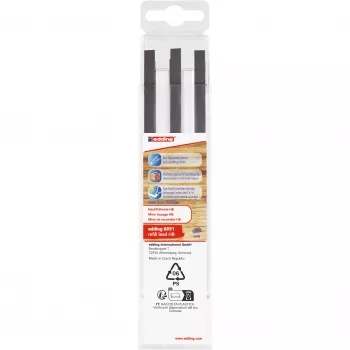 edding 8891 Wkłady do ołówka stolarskiego, HB, szare, 2.0-5.0 mm, 6 sztuk 4-8891-6090