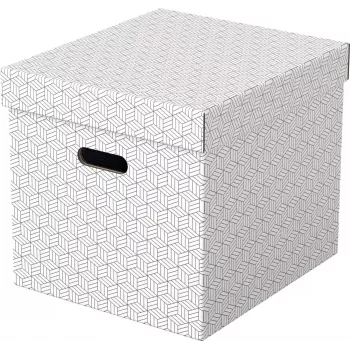 LEITZ Home Cube Zestaw 3 pudełek do przechowywania, białe, tektura falista w 100% z recyklingu, zdejmowana pokrywka 628288