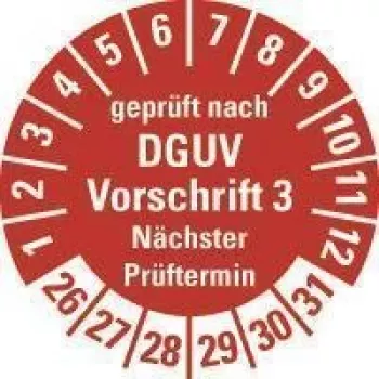 HEIN Industrieschilder DGUV V3 Etykieta kontrolna NP26-31, okrągła 20 mm, klej trwały, biała, 500/szt. w rolce 185658