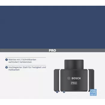 Bosch 2608001168 Matryca zaciskowa do tulejowych końcówek kablowych i złączy rurowych, 240 mm², profil sześciokątny