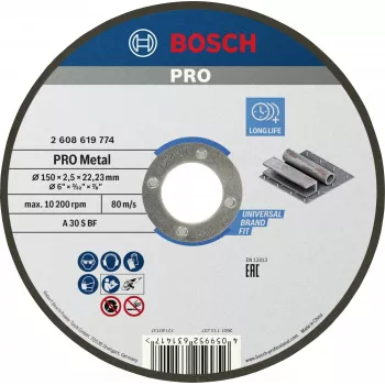 Bosch Standard do metalu Tarcza tnąca 150 mm x 1,6 mm x 22,23 mm, prosta, tlenek glinu, 1 sztuka 2608619774