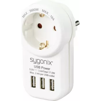 Sygonix SY-4755856 Adapter z 2 portami USB Biały