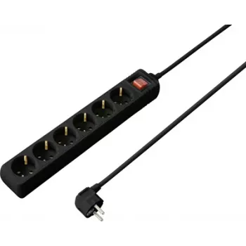 Listwa zasilająca Sygonix SY-4891002 Schuko z wyłącznikiem, czarna, 1 gniazdo, kabel 1,5 m