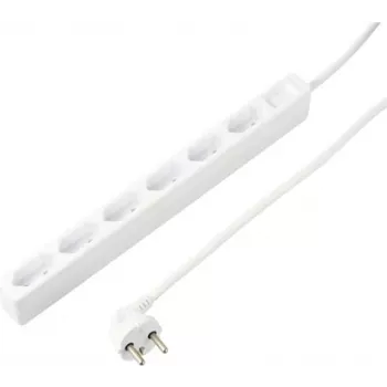 Listwa zasilająca Sygonix SY-5775150 6-gniazdowa z wtyczką euro, biała, kabel 1,5 m