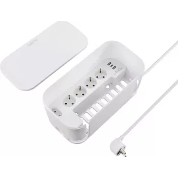 Sygonix SY-6118238 5-gniazdkowy rozgałęziacz Schuko z listwą zasilającą, kabel 1,5 m, biały