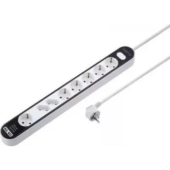 Listwa zasilająca Sygonix SY-4538278 8-gniazdowa z wyłącznikiem, biało-czarna, kabel 1,5 m