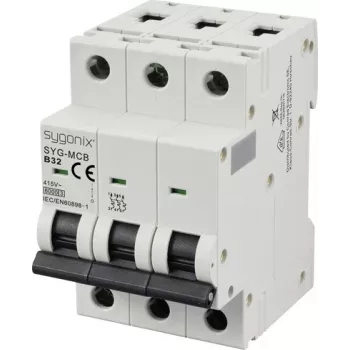 SYGONIX SY-6441064 3-biegunowy wyłącznik nadprądowy 32A typ B 6kA 415V AC