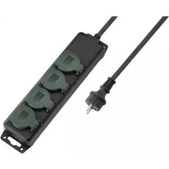Listwa zasilająca SYGONIX SY-5145340 bez wyłącznika, 3 gniazda Schuko, kabel 1,5 m, czarno-zielona