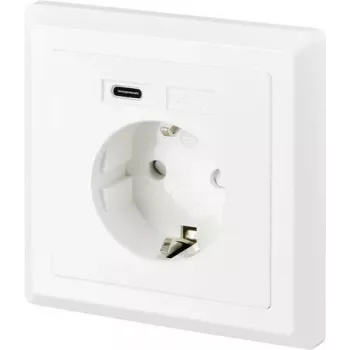 SYGONIX SY-5238674 Podtynkowe gniazdo ścienne z 2 portami USB-A, Schuko, białe