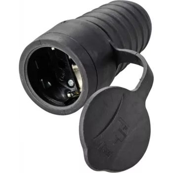 Sygonix SY-5806882 Złącze Schuko gumowe 250 V/AC czarne IP44