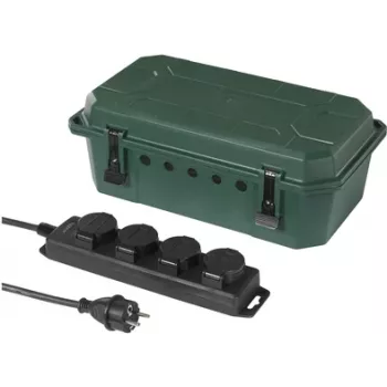 Listwa zasilająca Sygonix SY-5598168 4-gniazdowa, jedwabny matowy zielony/czarny, zwiększona ochrona przed dotykiem, 16 A, 3680 W, 230 V, Schuko