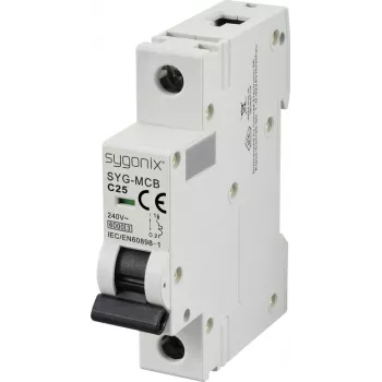 Sygonix SY-6440986 Miniaturowy wyłącznik nadprądowy 1P C25 6kA 25A 240V AC DIN Rail