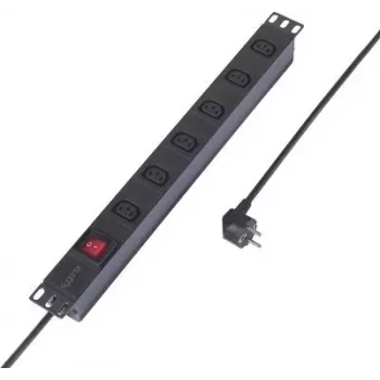 Listwa zasilająca Sygonix SY-6736980 19 cali 6 gniazd Schuko, montaż w szafie RACK 1U, kabel 2m, czarna
