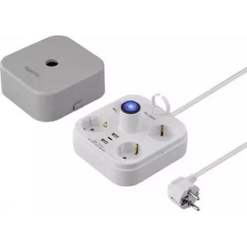 Sygonix SY-6788330 4-krotne gniazdo Schuko Cube szare/białe