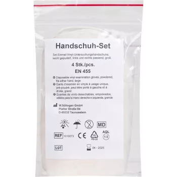 Söhngen Handschuh-Set 1010073 1250 VE4 - Rękawice diagnostyczne, lateksowe, bezpudrowe, rozmiar L, 4 rękawice (2 pary)