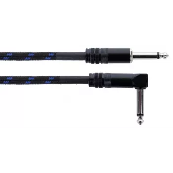 Kabel instrumentalny Cordial 14780 3 m – wtyk jack TS 6,3 mm na wtyk jack TS 6,3 mm, czarno-niebieski oplot tekstylny