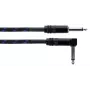 Kabel instrumentalny Cordial 14780 3 m – wtyk jack TS 6,3 mm na wtyk jack TS 6,3 mm, czarno-niebieski oplot tekstylny