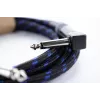 Kabel instrumentalny Cordial 14780 3 m – wtyk jack TS 6,3 mm na wtyk jack TS 6,3 mm, czarno-niebieski oplot tekstylny