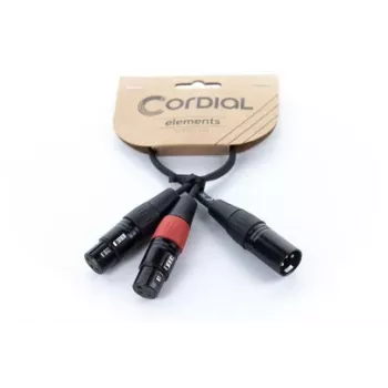 Cordial EY 0.3 MFF kabel rozgałęźnik XLR Y - 1x XLR męski na 2x XLR żeński, 0,3 m, czarny 14881