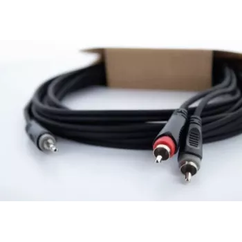 Cordial 14854 kabel Y-adapter audio 3,5 mm jack na 2x RCA 1 m czarny