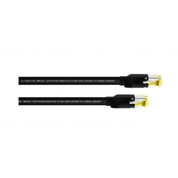 Cordial 15579 kabel krosowy CAT 7a S/FTP, RJ45, 3 m, czarny, powłoka PUR
