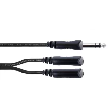 Cordial 14882 kabel rozdzielający Y 6,3 mm stereo jack, 1x wtyk męski na 2x gniazda żeńskie, 0,3 m, czarny PVC