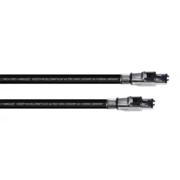 Cordial 15613 kabel sieciowy RJ45, kabel krosowy CAT 6a SF/UTP 10,00 m czarny płaszcz PUR