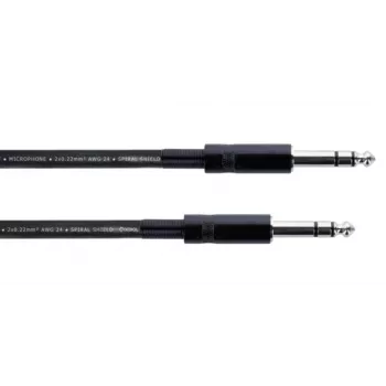Kabel audio Cordial 14817 6,3 mm TRS do 6,3 mm TRS 3 m czarny PVC skrętka