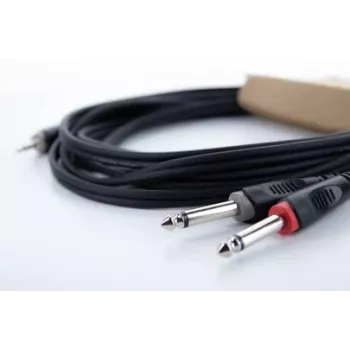 Cordial 14863 Kabel Y Adapter Audio, Jack TRS 3,5 mm na 2x XLR Męski, 0,3 m, PVC, Czarny