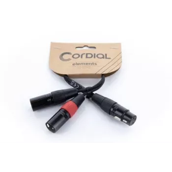 Cordial EY 0,3m kabel rozgałęziacz XLR Y - 1x XLR żeński na 2x XLR męski, czarny 14880