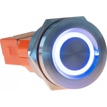 JOY-IT Button22T-01 Chwilowy przycisk przełącznik, czerwona/niebieska dioda LED, 22mm, IP68, IK10
