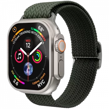 VONMÄHLEN Pleciona pętla do Apple Watch 44/45/46/49mm, oliwkowa