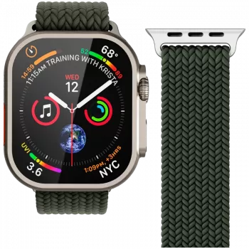 VONMÄHLEN Pleciona pętla do Apple Watch 44/45/46/49mm, oliwkowa