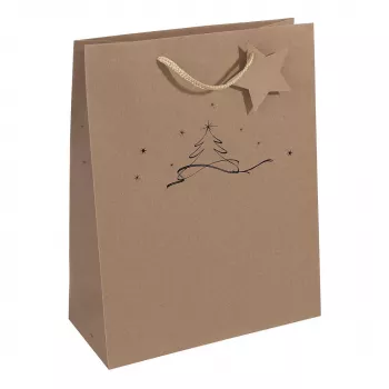 SIGEL Torba prezentowa świąteczna choinka, duża, brązowy papier kraft, 157 g/m², 1 sztuka (GT037)